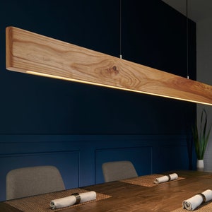 Tolv Oval Linear Suspension Chandelier | Farmhouse Chandelier | Modern Wood Lamp | Hanging Light Fixture | Long Hanging Chandelier