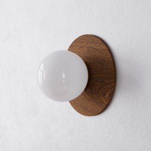 Aspen Sconce – Handcrafted Wood Wall Light with Opal Glass Globe | Scandinavian | Japandi | Minimalist | Modern Wall Lighting  | Made in USA