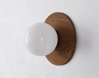 Aspen Sconce – Handcrafted Wood Wall Light with Opal Glass Globe | Scandinavian | Japandi | Minimalist | Modern Wall Lighting  | Made in USA