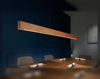Atta Oval | Rounded-End Solid Wood Linear Pendant Light