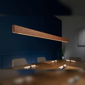 Seks Oval | Rounded-End Solid Wood Linear Pendant Light
