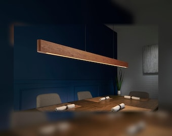 Seks Oval | Rounded-End Solid Wood Linear Pendant Light