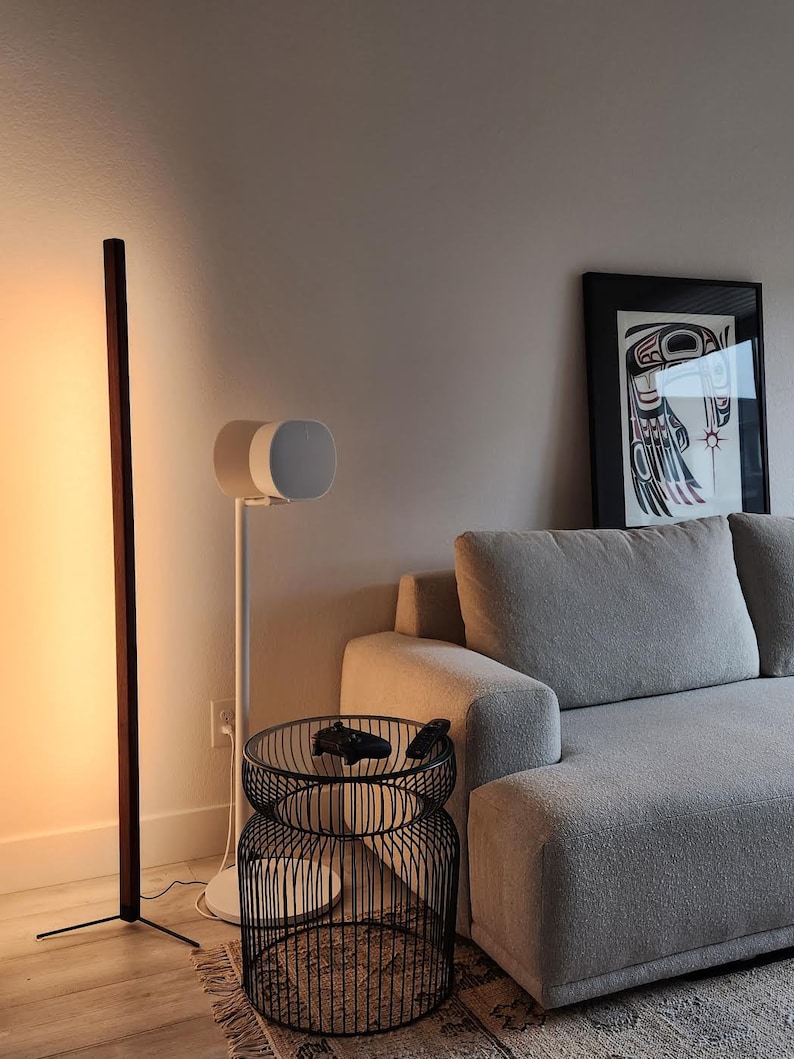 Wooden Lamp, LED Floor Lamp, Standing Light, Minimalist Lamp, Floor Lamp, Scandi Lighting, Light Column, Long Light Fixture, Corner Lamp, Modern Home Lighting, Ambiance Lighting, Modern Minimalist, LED Floor Light