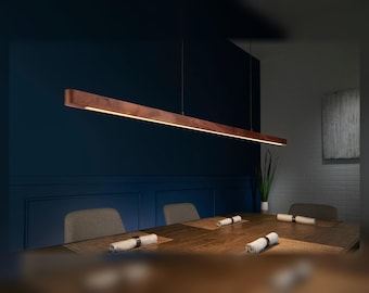 Fyra Oval | Slim Rounded-End Wood Linear Pendant Light