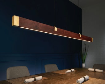Atta Keps | Rustic Industrial Chandelier | Suspension Lighting | Wood and Brass Lighting | Scandi Lighting | Horizontal Chandelier | Hanging