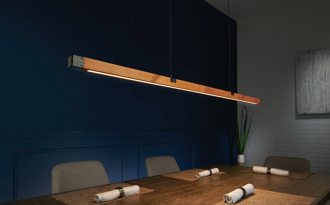 Fyra Keps | Wood LED Chandelier | Linear Suspension | Mid Century ...