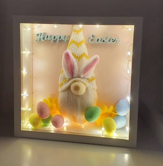 Easter Yellow Gonk/gnome Gift/decoration Light up Box Frame Etsy