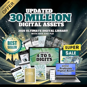 30 M+ digitale productbundel Ultieme PLR/MRR-megacollectie voor contentmakers, ontwerpers, influencers en ondernemers