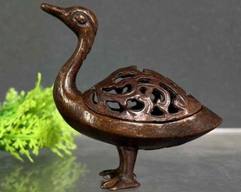 2.24" Antique bronze wild goose Incense Burner, antique collection, home decoration, Aromatherapy ornaments