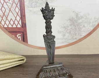 Tibetan Buddhism Bronze Phurba Dagger Exorcism Magic Weapon Statue, antique collection, cute gift