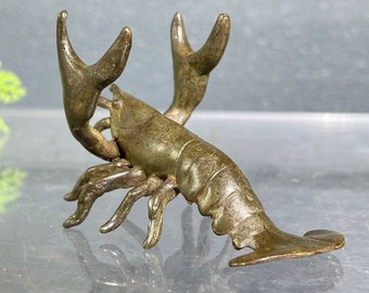 Retro bronze lobster statue, Solid bronze statue, antique collection, home decoration