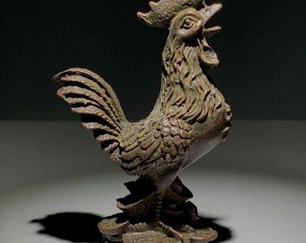 3.54“ Antique bronze Rooster statue, Home Decor