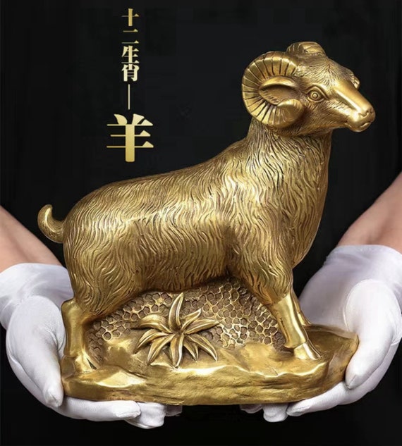 Seiko Solid Brass Goat Statue, Exquisite Craftsmanship, Home Decor