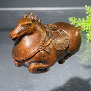 Antique incense burner, Brass carved horse incense burner, antique collection, home decoration, Aromatherapy ornaments