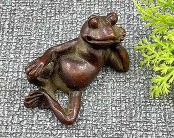 Antique brass frog Incense stick, pray for wealth to come, antique collection, home decoration