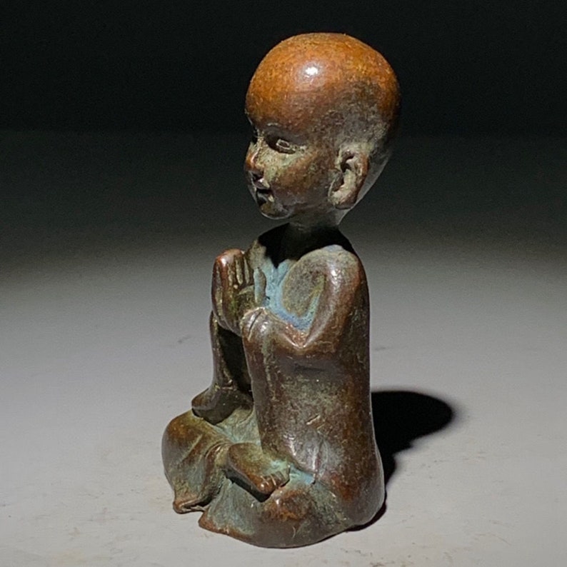 Antique Brass Little Monk Statue Home Decor Etsy