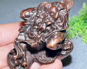Antique brass Money Toad statue, pray for wealth to come, antique collection, home decoration