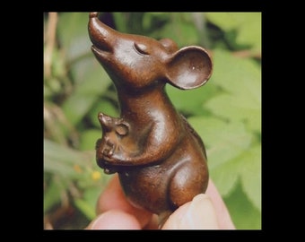 Antique Brass Mouse Statue, Home Decor