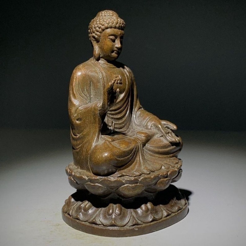 Antique Brass Buddha Statue Home Decor Etsy