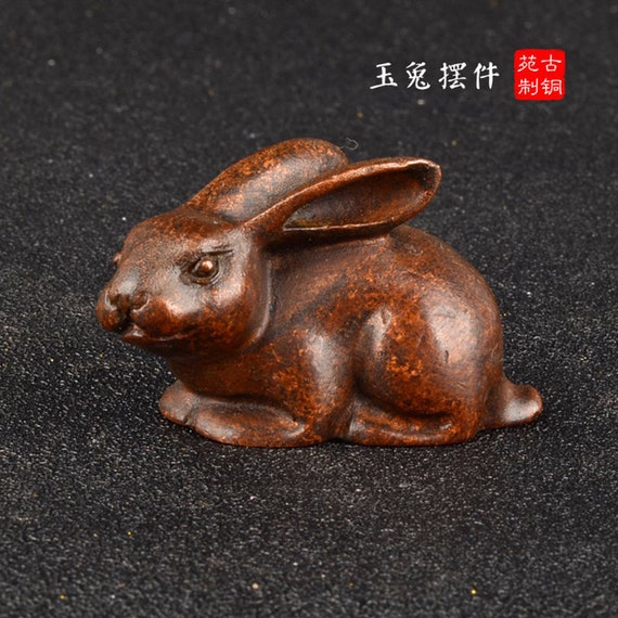 Antique Brass Carved Rabbit Tea Pet Statue Solid Brass Carved Etsy