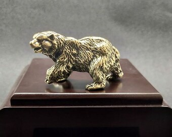 Antique copperware, Solid brass carved bear statue, tea pet, antique collection, home decoration