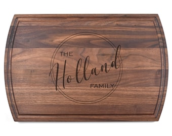 Large Walnut Charcuterie Cutting Board with Juice Groove: Holland Design - Wedding Gift - Real Estate Closing Gift - Housewarming Gift