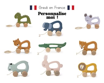 Personalized Trixie Animals Wooden Pull Toy