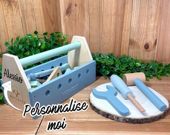 Boîte à outils  bleue en bois personnalisée - Little Dutch