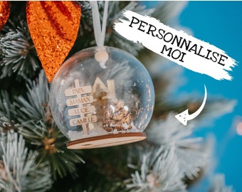 Boule de Noël en verre personnalisée - Panneau et maison dorée