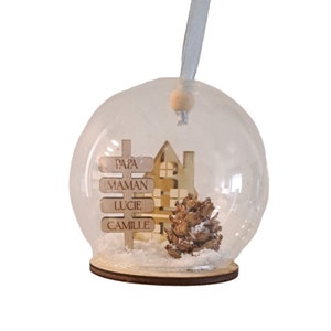 Boule de Noël en verre personnalisée Panneau et maison dorée image 2