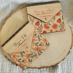Wooden envelope Personalized yellow flowers image 3