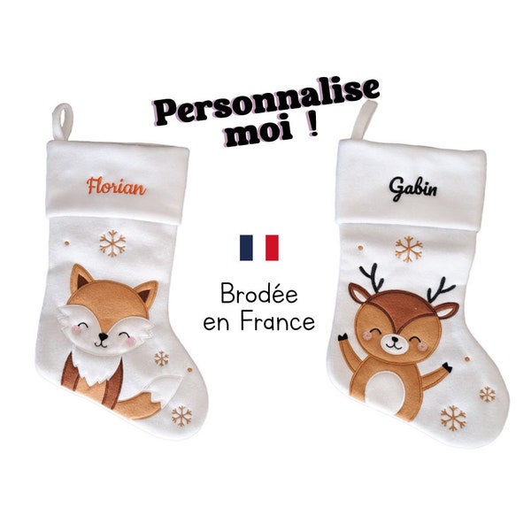 Chaussette de Noël personnalisable - Polaire blanche