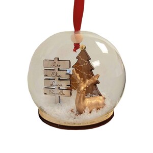 Boule de Noël en verre personnalisée Panneau et renne image 2