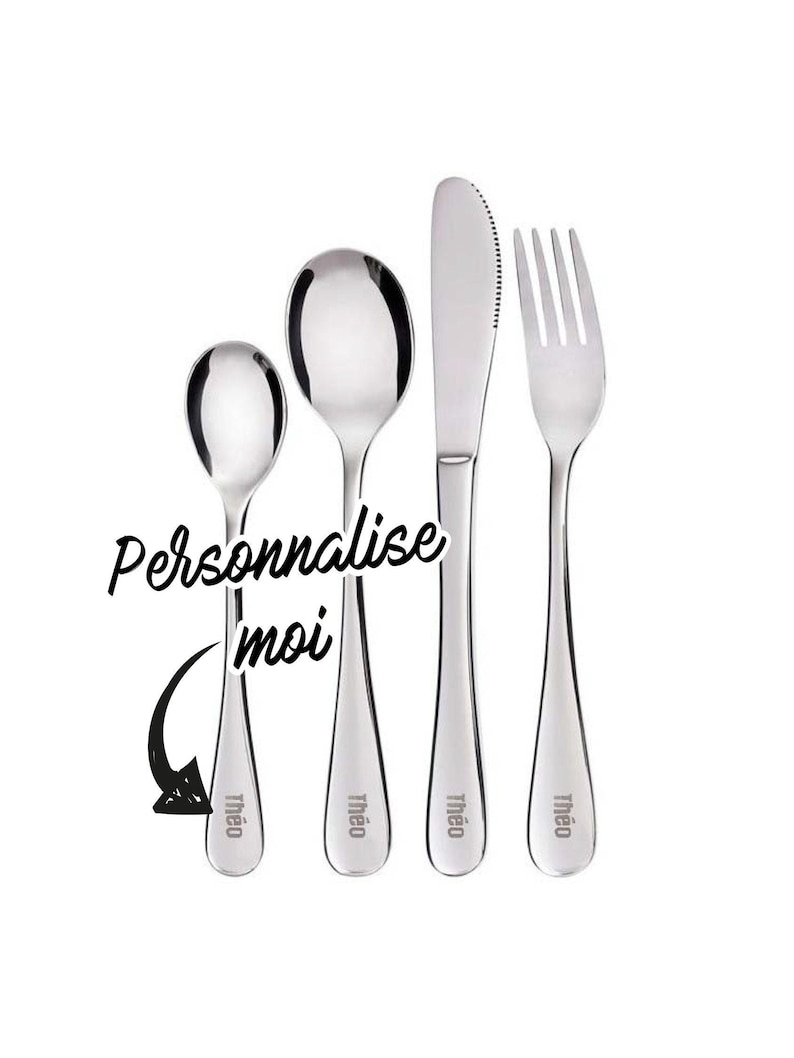 Set de 4 couverts enfant inox personnalisé image 2