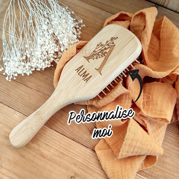 Brosse à cheveux en bambou personnalisée