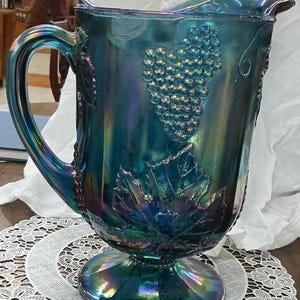 Vintage Carnival Glass Harvest Pitcher