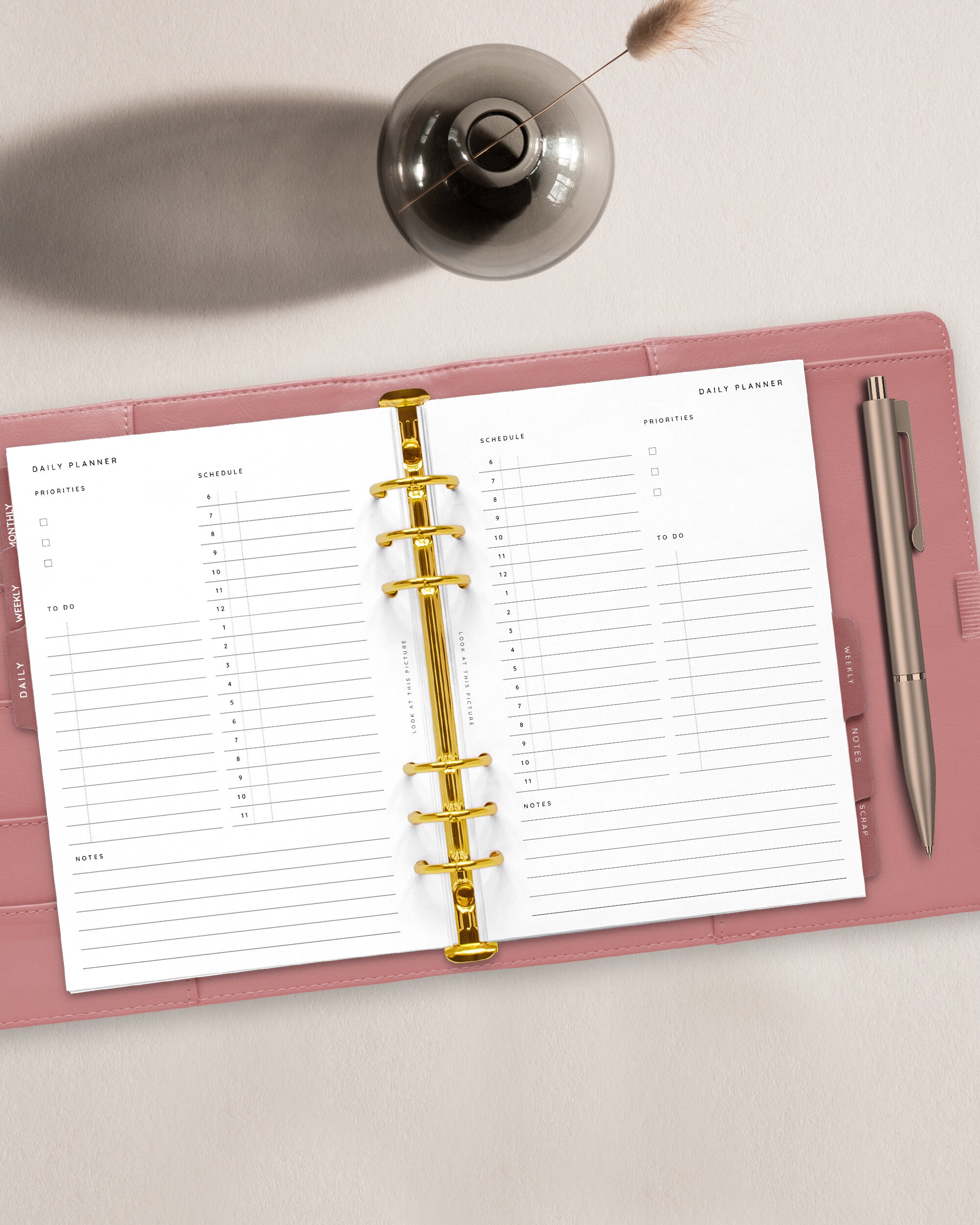 A6 Daily Planner Printable Inserts Day designer A6 Template Etsy