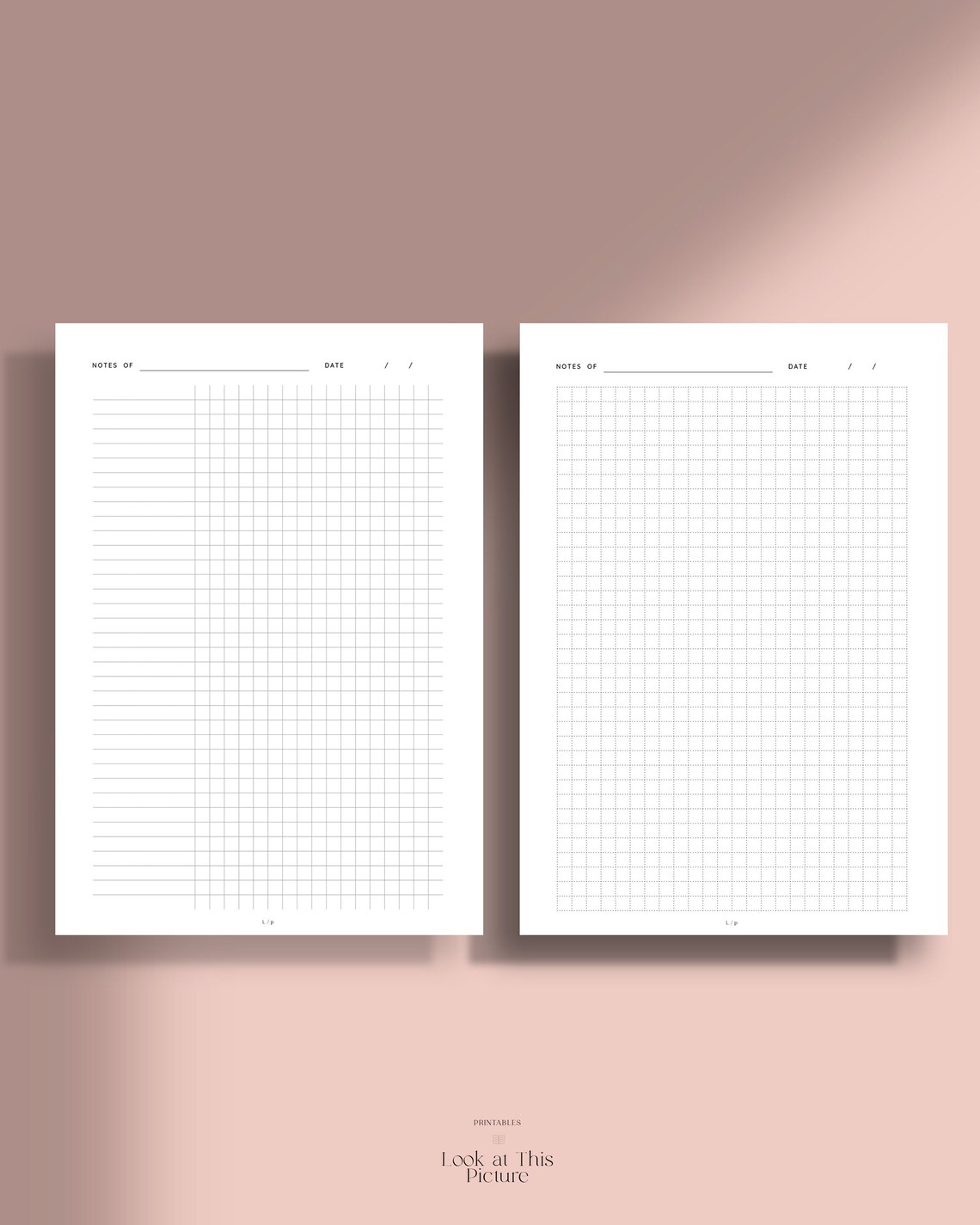 Grid Notes Paper Printable Template Graph Notepad Prints Etsy