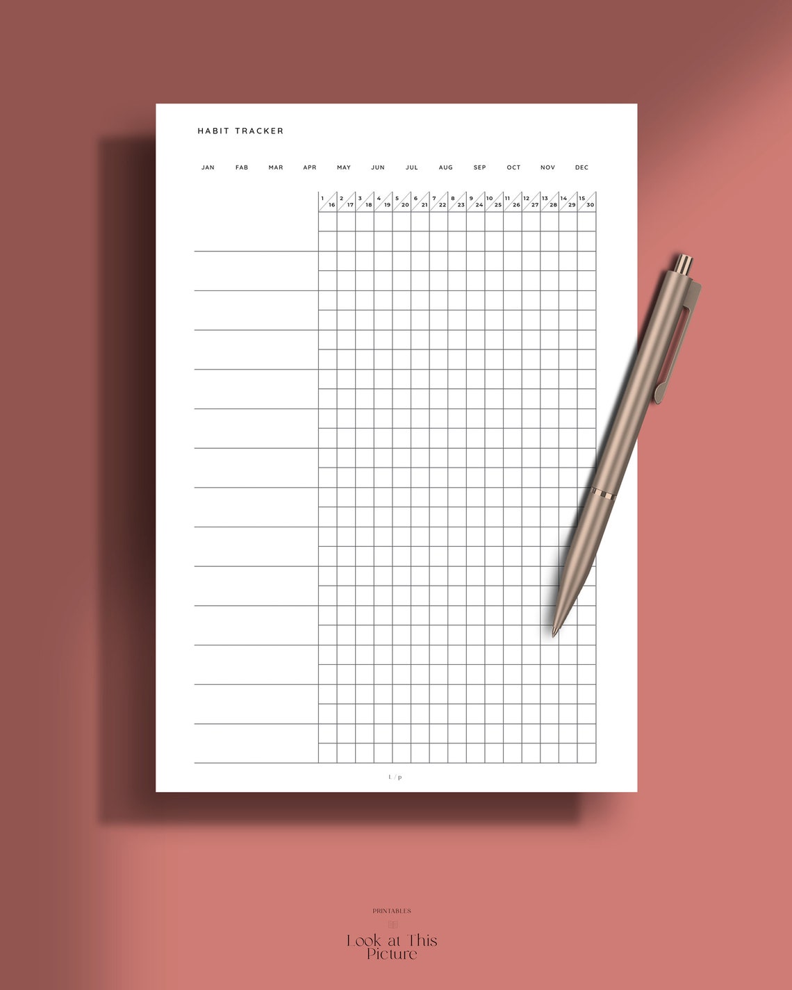 Vertical / Horizontal Monthly Habit Tracker Printable Inserts | Etsy