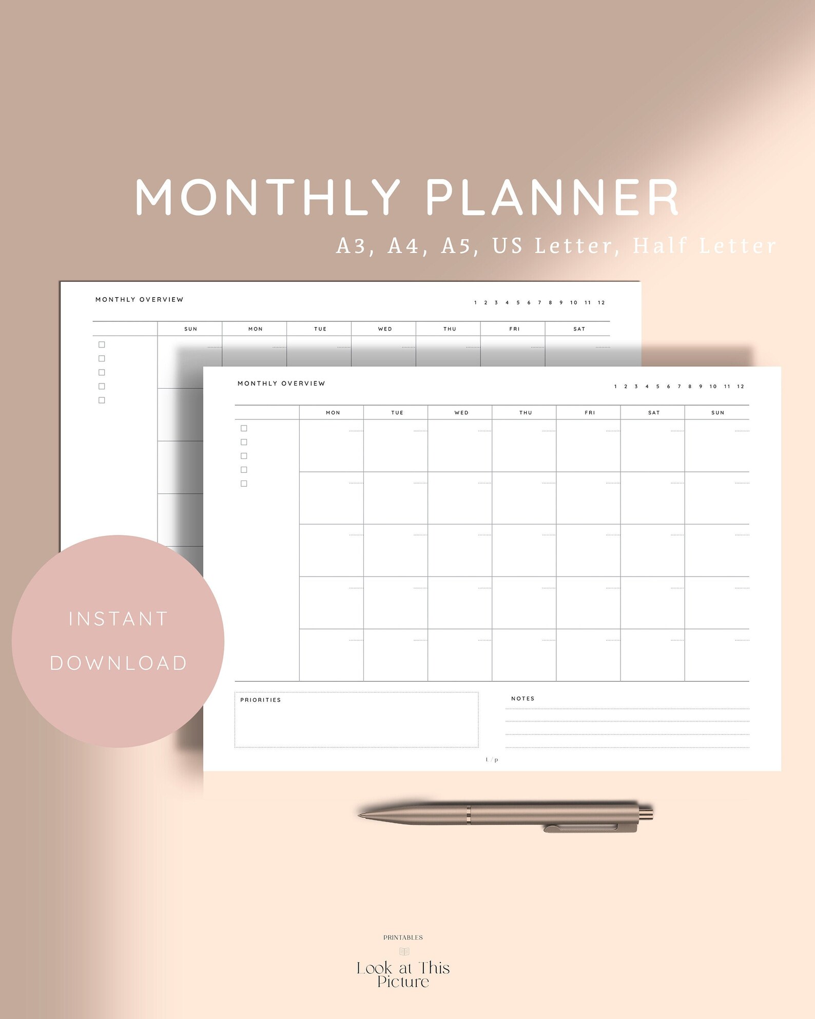 Monthly Printable Planner for Work Printable Monthly Planner - Etsy