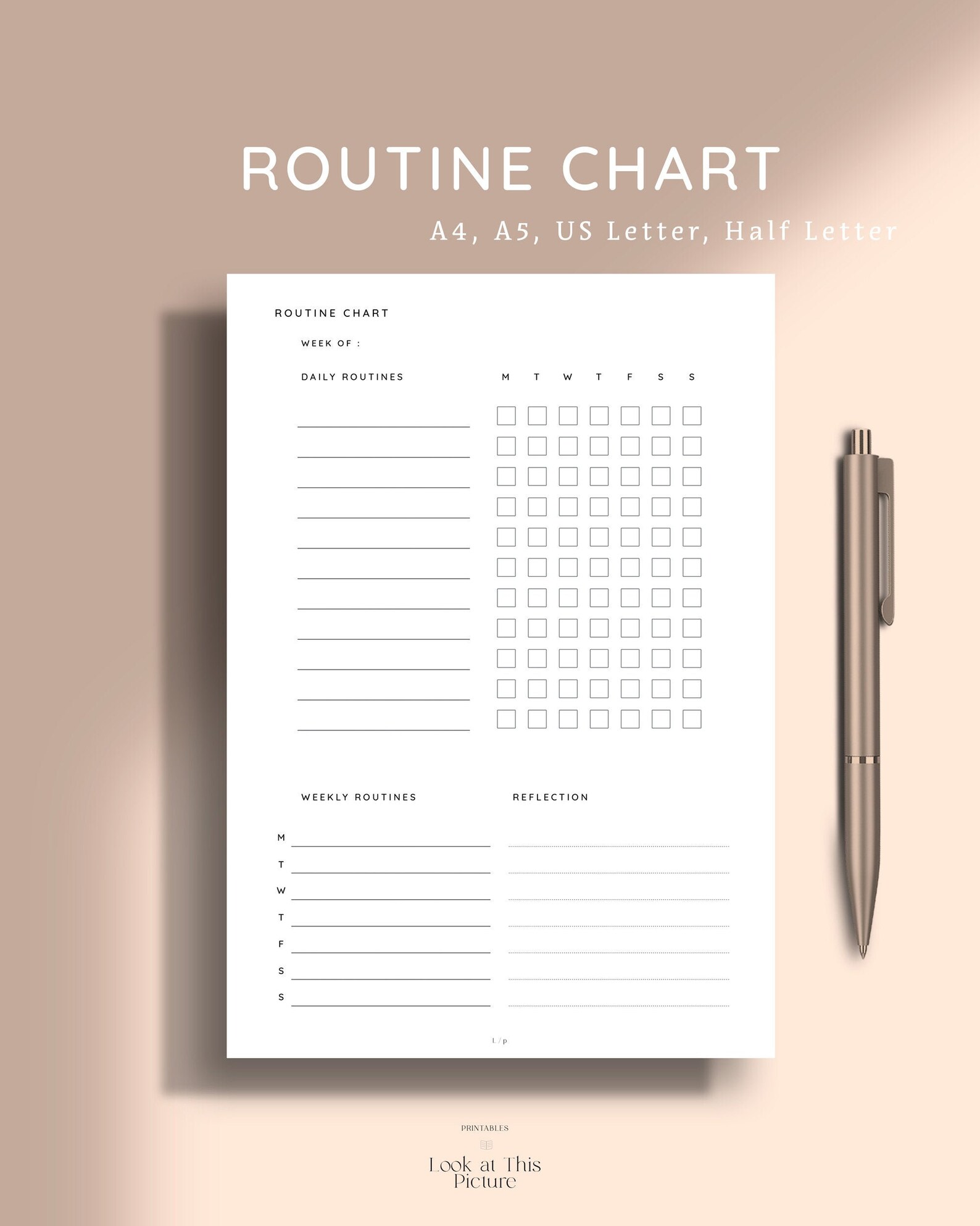 Weekly Routine Chart Printable Template Day Morning Routine - Etsy