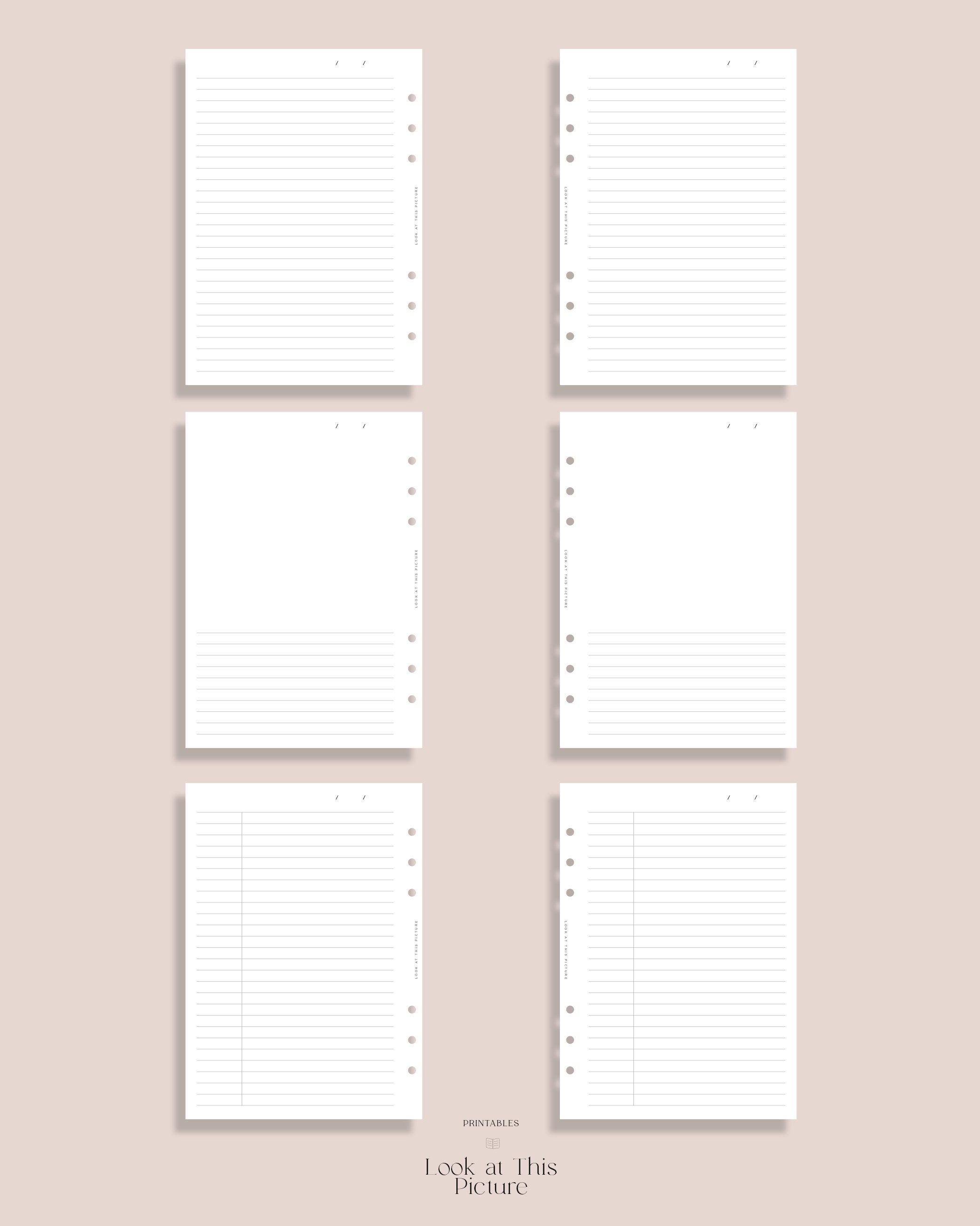 A6 Size Lined Notes Printable Inserts 6 in 1 Lined Paper Etsy A6 Size Lined Notes Printable Inserts 6 in 1 Lined Paper Etsy