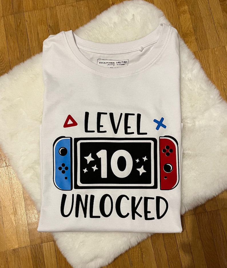 Geburtstagsshirt Gaming. Level. Geburtstag T-Shirt Junge. Spielekonsole. Gamer Bild 1