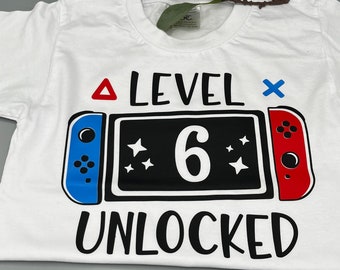 Geburtstagsshirt Gaming. Level 6. Geburtstag T-Shirt Junge. Spielekonsole. Gamer. Shirt 6. Geburtstag Jungs. Jungen Shirt 6