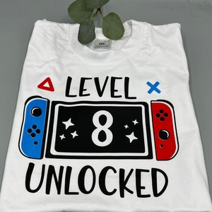 Geburtstagsshirt Gaming. Level 8. Geburtstag T-Shirt Junge. Spielekonsole. Gamer. Shirt 8. Geburtstag Jungs. Jungen Shirt 8