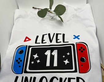 Birthday shirt gaming. level. Birthday t-shirt boy. Games console. Gamers. 11th birthday