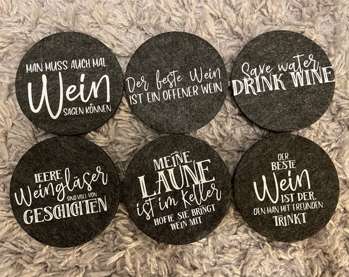 Untersetzer Weinsprüche aus Filz ideal für Weinliebhaber / zum Etsy.de