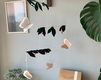 Butterfly Baby Mobile, Neutral Nursery Decor, Handmade Felt Mobile