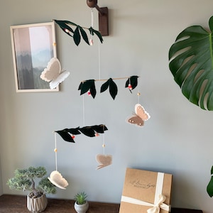 montessori  butterfly mobile,  baby mobile, butterfly nursery decor, neutral mobile, baby shower gifts