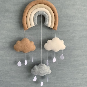 Nursery decor wall hanging - Neutral baby mobile - Baby mobile rainbow and cloud  - Nursery decor rainbow - Mobile bebe - Baby shower gift